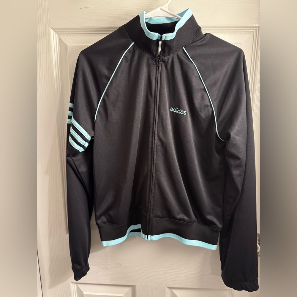 adidas Black and Light Blue Jacket